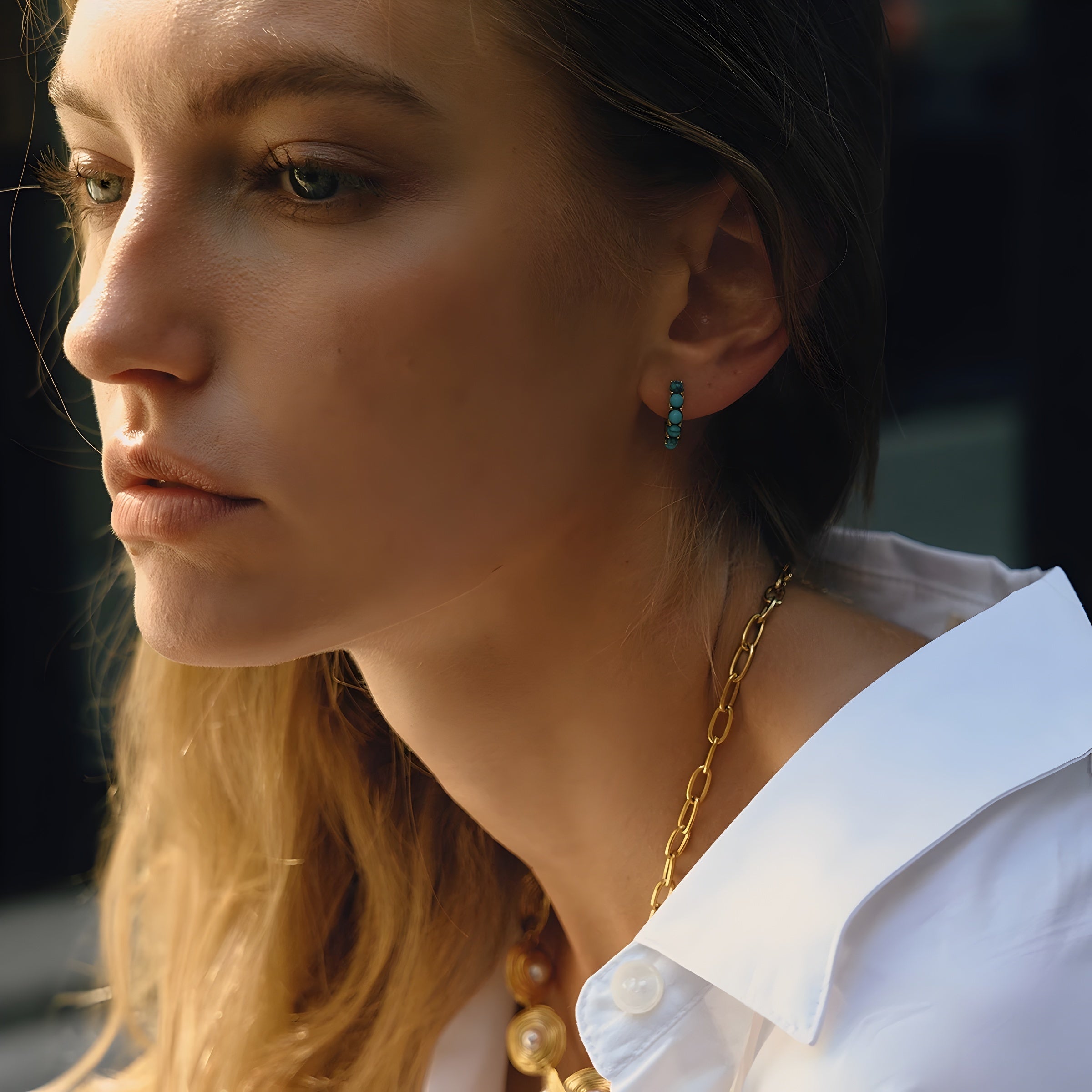 Azure Grace Clip Earrings