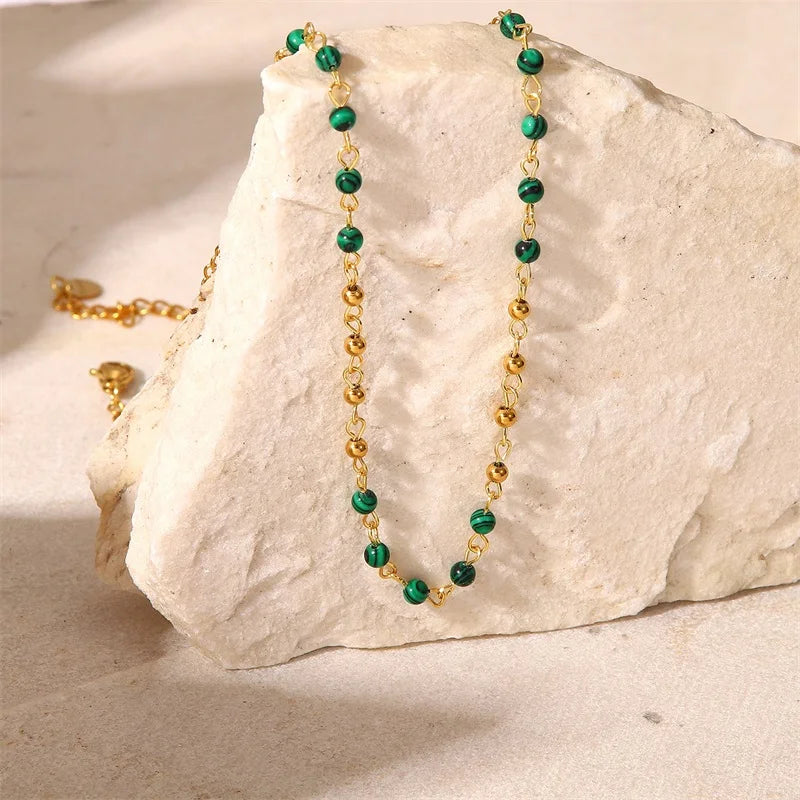Green Stone Ball Necklace