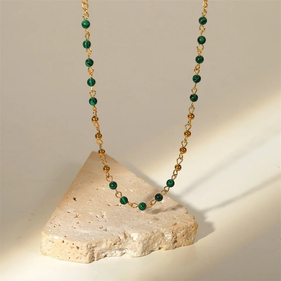 Green Stone Ball Necklace